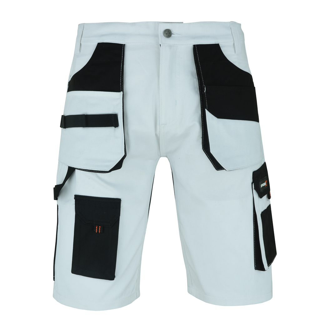 SparkX Painters Shorts White - Multi Pocket Cargo Work Decorators Short