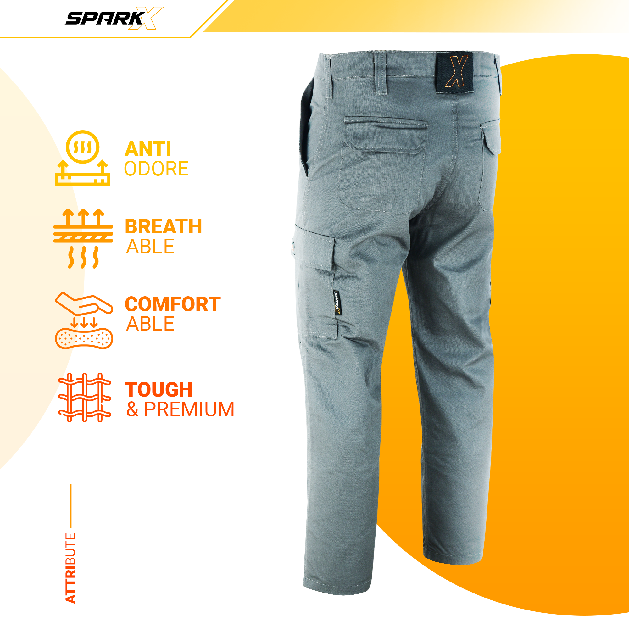SparkX Combat Cargo Work Trousers Men - Durable, Lightweight, Breathable & Triple Stitched - Multi Pocket, Knee Pad Workwear Safety Cargo Pants
