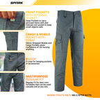 SparkX Combat Cargo Work Trousers Men - Durable, Lightweight, Breathable & Triple Stitched - Multi Pocket, Knee Pad Workwear Safety Cargo Pants