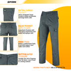 SparkX Combat Cargo Work Trousers Men - Durable, Lightweight, Breathable & Triple Stitched - Multi Pocket, Knee Pad Workwear Safety Cargo Pants