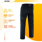 SparkX Combat Cargo Work Trousers Men - Durable, Lightweight, Breathable & Triple Stitched - Multi Pocket, Knee Pad Workwear Safety Cargo Pants