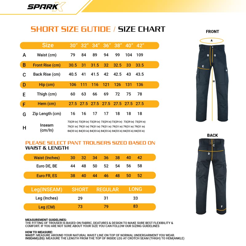 SparkX Combat Cargo Work Trousers Men - Durable, Lightweight, Breathable & Triple Stitched - Multi Pocket, Knee Pad Workwear Safety Cargo Pants